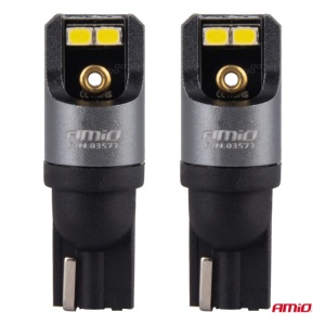 Becuri auto LED T10 12V 24V 4x2016 SMD 6000K Canbus Amio - Img 2