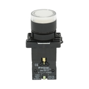 Buton indicator LED alb cu rezistenta integrata 1NO, 220V, LAY5 Breckner Germany