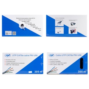 Cablu UTP CAT6 PNI U06 cu 4 perechi de fire torsadate 0.50 mm CCA, pentru internet si sisteme de supraveghere, rola 305m - Img 6