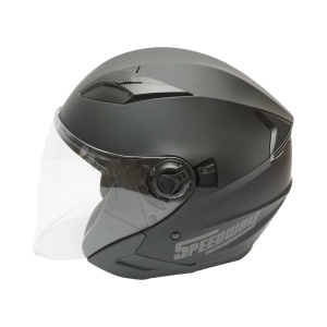 Casca moto tip jet neagra, model urban cu viziera transparenta si ochelari de soare, marimea L - Img 3