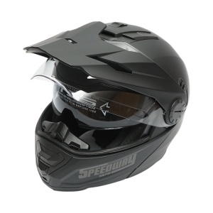 Casca motocross integrala negru mat cu viziera transparenta si ochelari de soare, marimea L Lion Matt Black Breckner Germany - Img 3