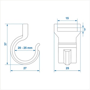 Clips fixare teava cort 20-25mm - Img 3