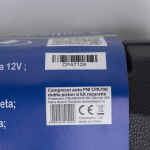 Compresor auto PNI CPA700 dublu piston si kit reparatie anvelope, 12V, 25A - Img 5