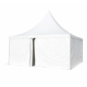 Cort evenimente pavilion tip pagoda 6x6m, alb impermeabil UV, acoperis PVC 950g/m2, cadru aluminiu 64x64x3mm - Img 5