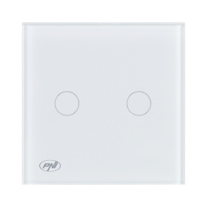 Intrerupator cap scara si cap cruce dublu cu touch PNI CS202W din sticla, alb cu LED indicator, 800W / intrerupator - Img 2