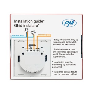 Intrerupator dublu cu touch PNI SH202 din sticla, alb cu LED indicator - Img 7