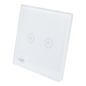 Intrerupator dublu cu touch si dimmer PNI SafeHome DIM202, 2X700W, Live Wire, fara nul, sticla - Img 2