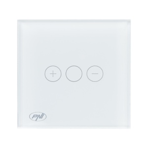 Intrerupator simplu cu touch si dimmer PNI SafeHome DIM101, 1X700W, Live Wire, fara nul, sticla dimabil