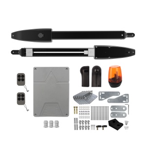 Kit automatizare porti batante PNI MAB600 cu 2 motoare, lampa, fotocelule, telecomenzi si panou de control, lungime poarta 2 x 3m max, greutate porti max. 600 Kg, cu limitator de cursa