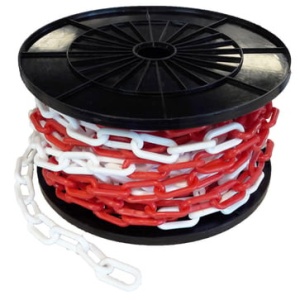 Lant plastic bariera alb-rosu 25m