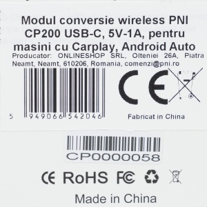 Modul conversie wireless PNI CP200 USB-C, 5V-1A, pentru masini cu Carplay, Android Auto din fabrica prin cablu - Img 7