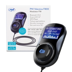 Modulator FM PNI Valentine F800 Bluetooth, MP3 player, transmitator FM, slot micro SD, dual USB, QC3.0 - Img 7