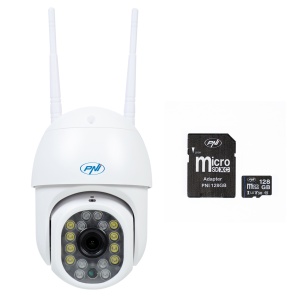 Pachet Camera supraveghere video wireless PNI IP440 WiFi, PTZ, 4MP si card de memorie MicroSD PNI 128GB inclus