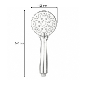 Para de dus baie rotunda, 5 functii, crom lucios, plastic 105x240mm - Img 4
