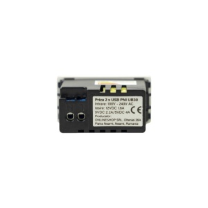 Priza alimentare 2 x USB PNI UB30, USB-A USB-C, 12V/9V/5V, max. 20W, modulara, tip F 1/2, montaj incastrat - Img 2