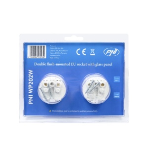 Priza dubla incastrabila PNI WP202W, cu rama din sticla, 16A, 2X3000W, 230V, alb - Img 5