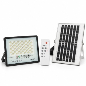 Proiector LED 60W, 6500K cu panou solar 8W, baterie LiFePO4 5000mAh si telecomanda IP67 Breckner Germany