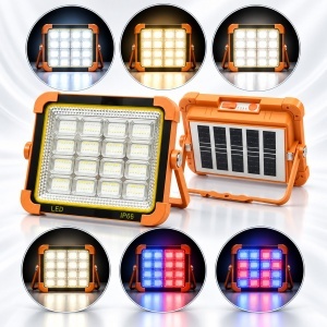 Proiector LED portabil 500W cu panou solar 3W, baterie 12000mAh, 6 moduri de iluminare, magnet, carlig, USB Power Bank Breckner Germany