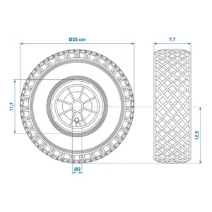Roata pentru protap, janta plastic 260x85mm, anvelopa cu camera - Img 7