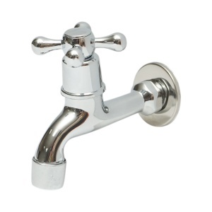 Robinet apa de serviciu, montaj perete, otel inoxidabil, crom lucios