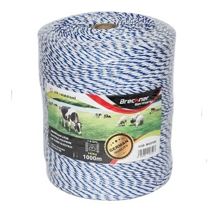 Rola fir alb-albastru fi 3mm. 3x0.2mm. SS, 7,8 Ohm/m, 1000m gard electric Breckner Germany