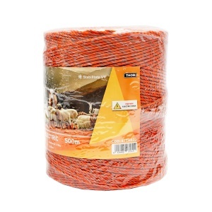 Rola fir portocaliu-maro fi 3mm insertie metalica 5x0.2mm SS, rezistenta 4.5 Ohm/m, 500m gard electric Thor - Img 3