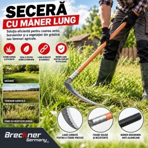 Secera cu maner lung 55cm, lama curbata 32cm profesionala Breckner Germany - Img 5