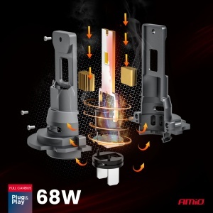 Set 2 becuri de far tip LED F25 CANBUS H7 68W 12V / 24V Amio - Img 5