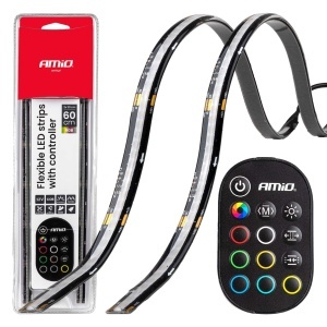 Set 2 benzi led flexibile cu telecomanda RGB 2x30 cm 12 V Amio
