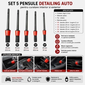 Set 5 pensule detailing curatare interior auto 20-40mm Breckner Germany - Img 4