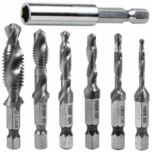 Set 6x Burghie cu Tarod, Filiera, Prindere bit, hexagonala VERKE