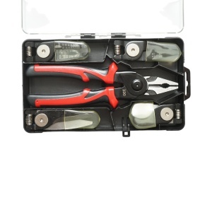Set cleste patent multifunctional 5 in 1 cu foarfeca, taiere, sertizare, dezizolare cabluri - Img 4