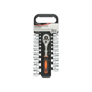 Set clichet reversibil 3/8 cu 19 tubulare metrice Cr-V