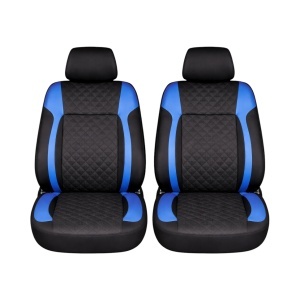 Set huse scaune auto universale negru-albastru Diamond, piele ecologica matlasata cu textil 9 piese - Img 2