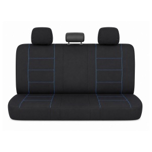 Set huse scaune auto universale negru-albastru, material textil 8 piese - Img 3