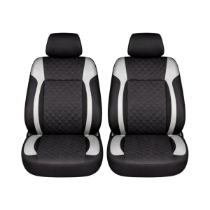 Set huse scaune auto universale negru-gri Diamond, piele ecologica matlasata 9 piese - Img 2
