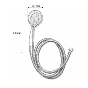 Set para dus cu furtun zincat 1.5m, 5 functii, crom lucios, plastic 80x190mm - Img 4