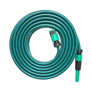 Set rola 20m furtun gradina PVC impletit 1/2 inch cu duza stropit reglabila, conectori si adaptor robinet 3/4-1/2 inch Breckner Germany - Img 4