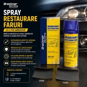 Spray restaurare faruri cu 2 foi abrazive 200ml Breckner Germany - Img 4