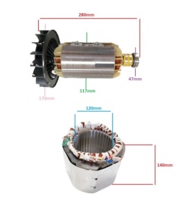 Stator si Rotor generator 5-6 KW (Gx 390, 188 ) Cupru (Trifazic) - Img 3