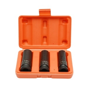 Trusa chei tubulare de impact lungi 17mm, 19mm, 21mm, patrat 1/2 inch Cr-Mo 3 piese Breckner Germany