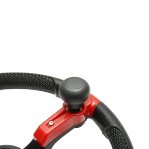 Volan tractor universal 390mm, prindere 25mm Z=24, maner rotativ 360 grade, rosu-negru Breckner Germany - Img 9