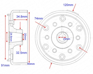 Volanta ATV Linhai 300cc (diametru interior 93mm) - Img 2