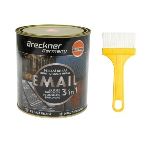 Vopsea email anticoroziva 3 in 1 galben sport 750g pentru metal, direct pe rugina, pe baza de apa Breckner Germany