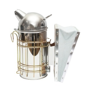 Afumator albine din otel inox cu cilindru scut termic si burduf din piele 160mm - Img 2