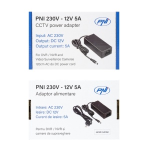 Alimentator PNI CCTV 230V, intrare 230V, iesire 12V, 5A, 2 metri, negru - Img 2