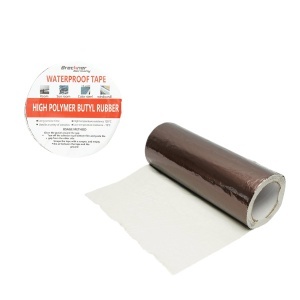 Banda butilica hidroizolanta autoadeziva 100mm x 5m cu folie de aluminiu maro RAL8011 Breckner Germany