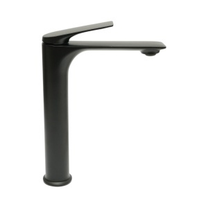 Baterie lavoar baie inalta Premium din cupru, pipa lunga, design rotund, monocomanda, negru mat, furtunuri incluse - Img 5