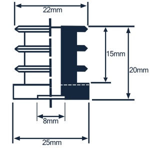 Bucsa plastic cu filet interior 25x25 M8 - Img 2