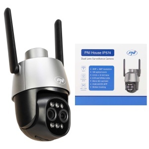 Camera supraveghere video PNI House IP574 cu Wi-Fi, PTZ, dual lens 4MP + 4MP, zoom optic 10X, IP65 - Img 6